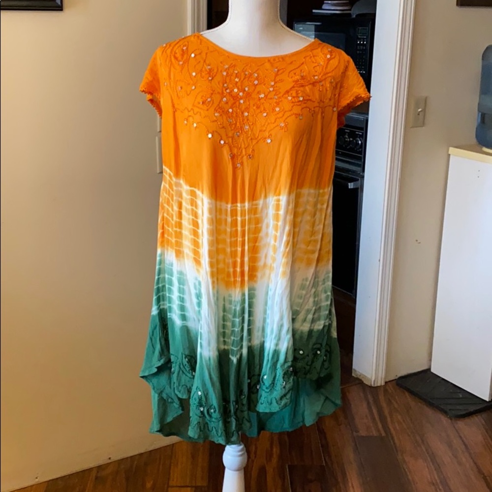 Orange, Green, & White Dress or Tunic
